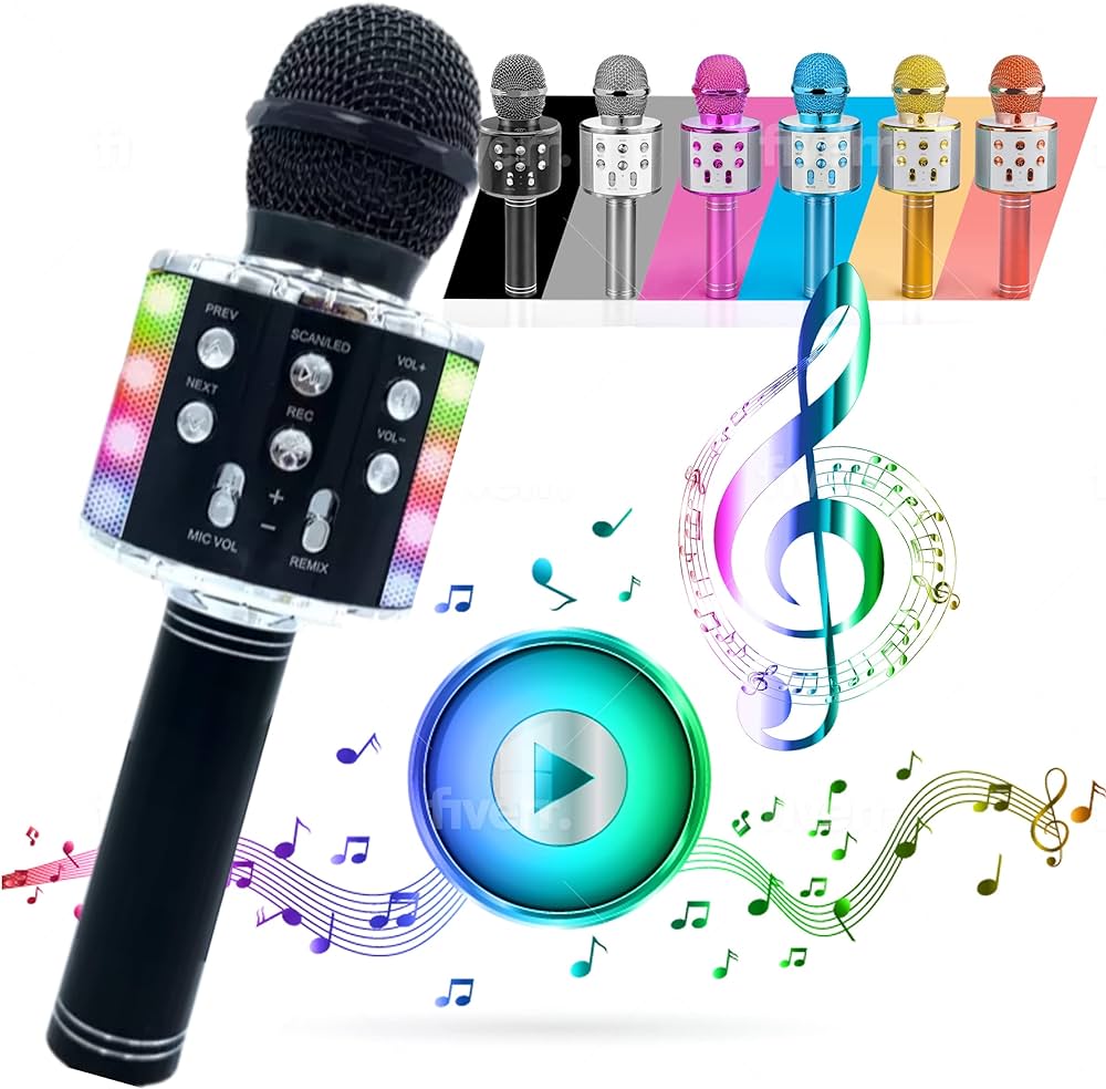 Microfono Bluetooth Karaoke de Color Celeste GENERICO