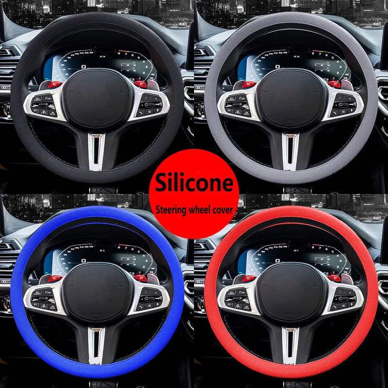 Car Universal Silicone Steering Wheel Elastic Glove Cover Texture Soft Multi Color Auto Decoration DIY Covers Accessories