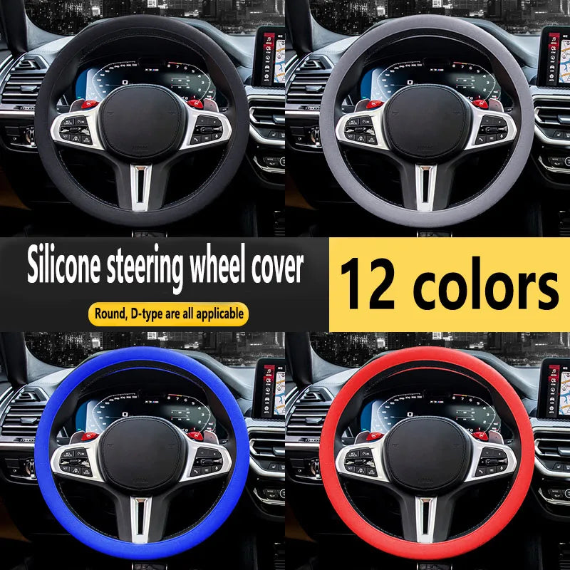 Car Universal Silicone Steering Wheel Elastic Glove Cover Texture Soft Multi Color Auto Decoration DIY Covers Accessories