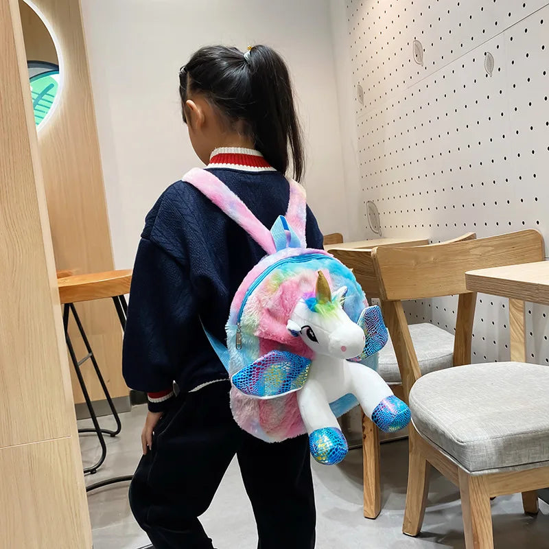 Mochila de unicornio de peluche para niños, bolso escolar de dibujos animados, Mini mochila de unicornio, mochilas Mini mochila rosa